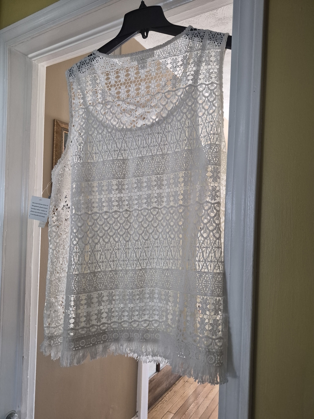 Skye's the Limit White Crochet Sleeveless Vest